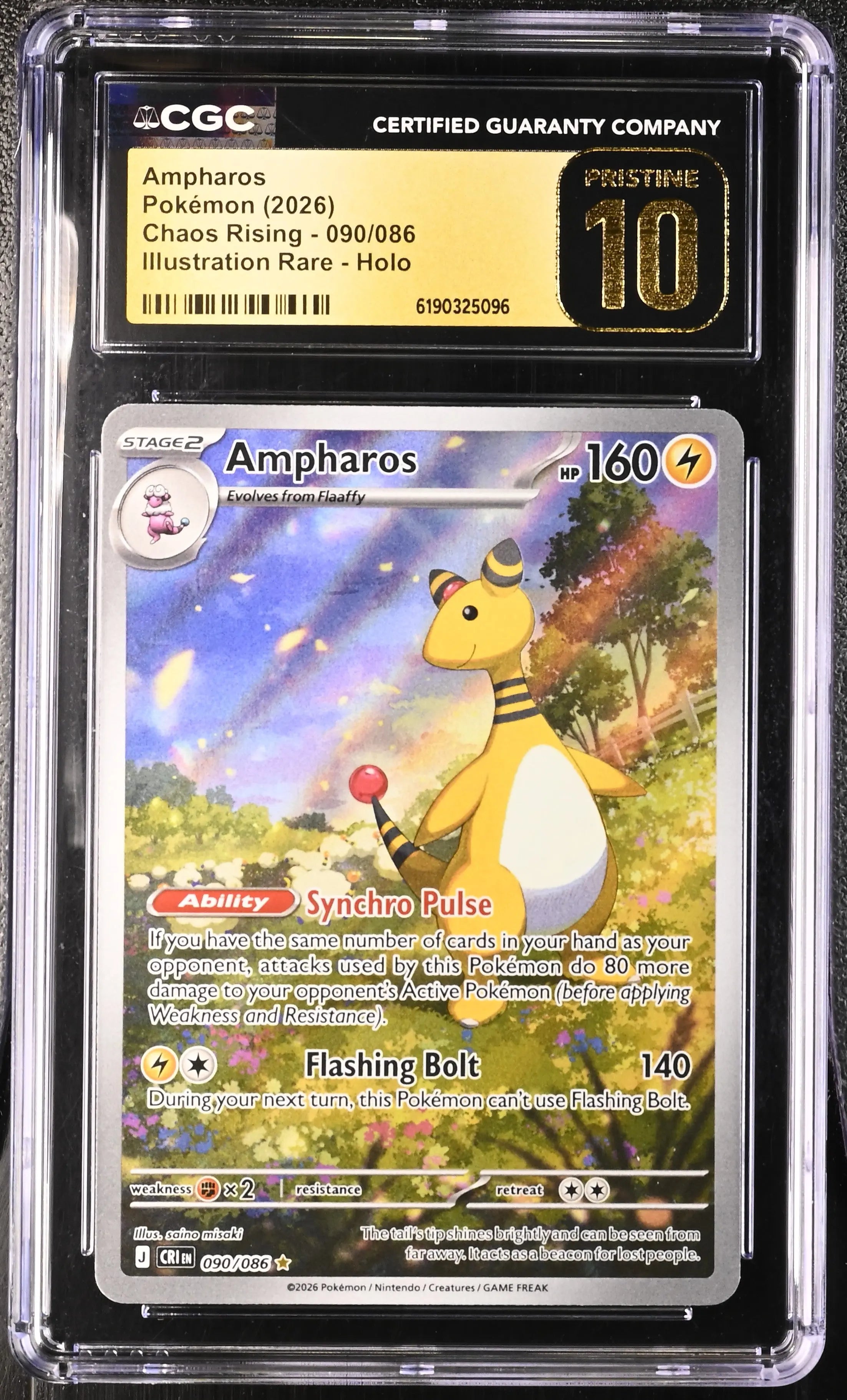 2026 Pokemon Chaos Rising Ampharos Illustration Rare 090/086 CGC 10 
