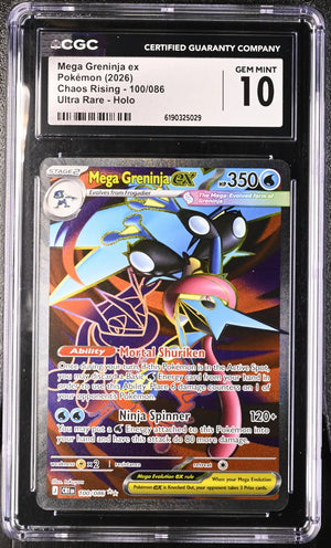 2026 Pokemon Chaos Rising Mega Greninja ex Ultra Rare 100/086 CGC 10 