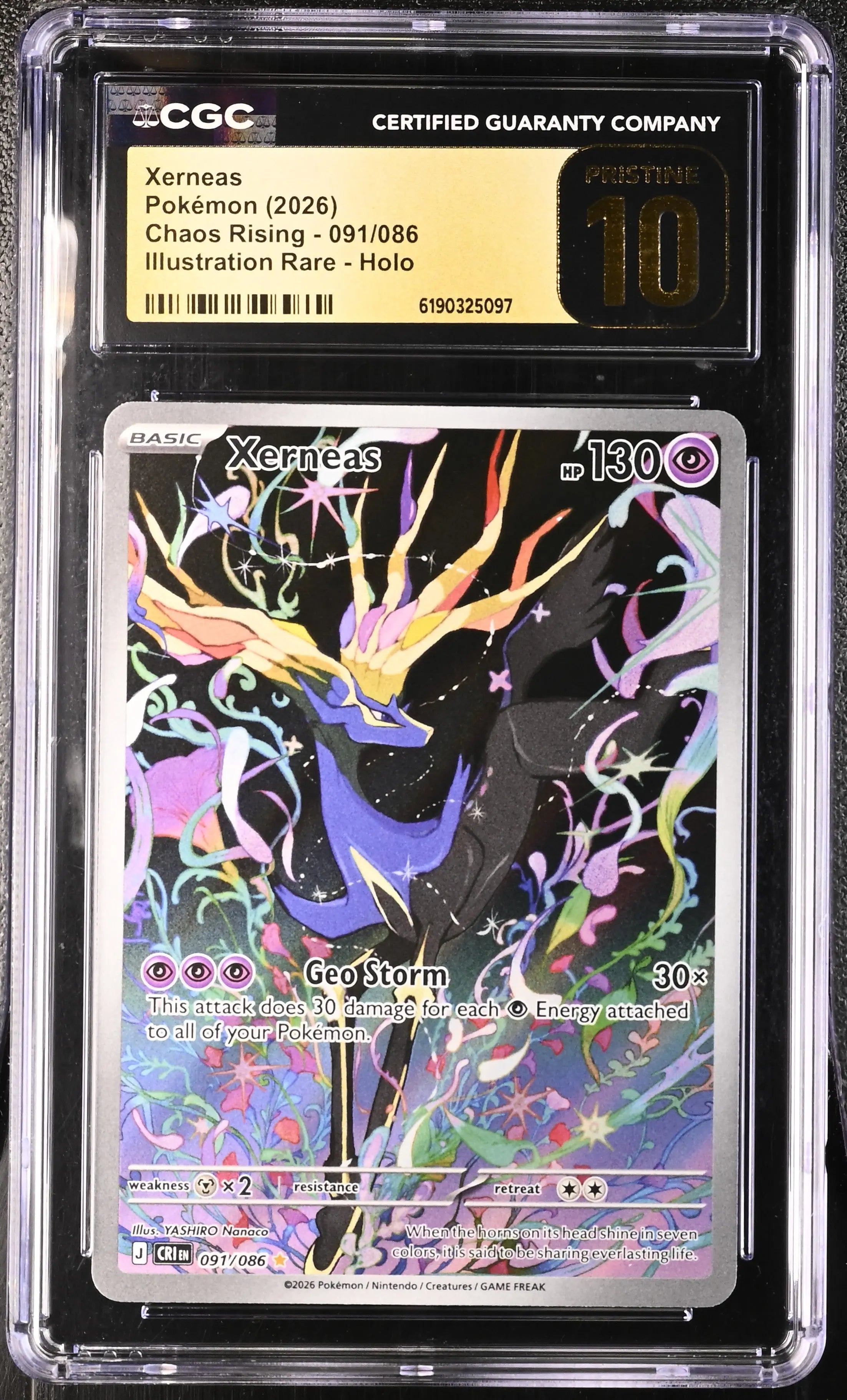 2026 Pokemon Chaos Rising Xerneas Illustration Rare 091/086 CGC 10 