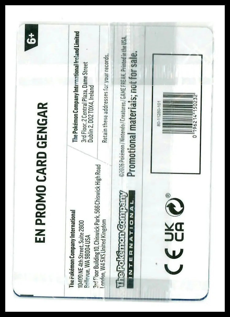 2026 Pokemon EB Games Exclusive Promo Gengar 050/088 