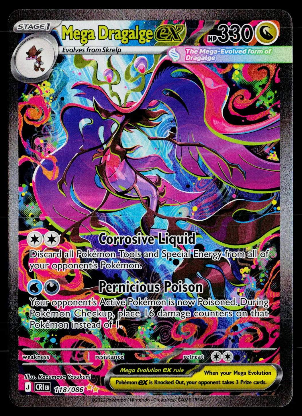 2026 Pokemon ME04 Chaos Rising #118/086 Mega Dragalge ex SIR 