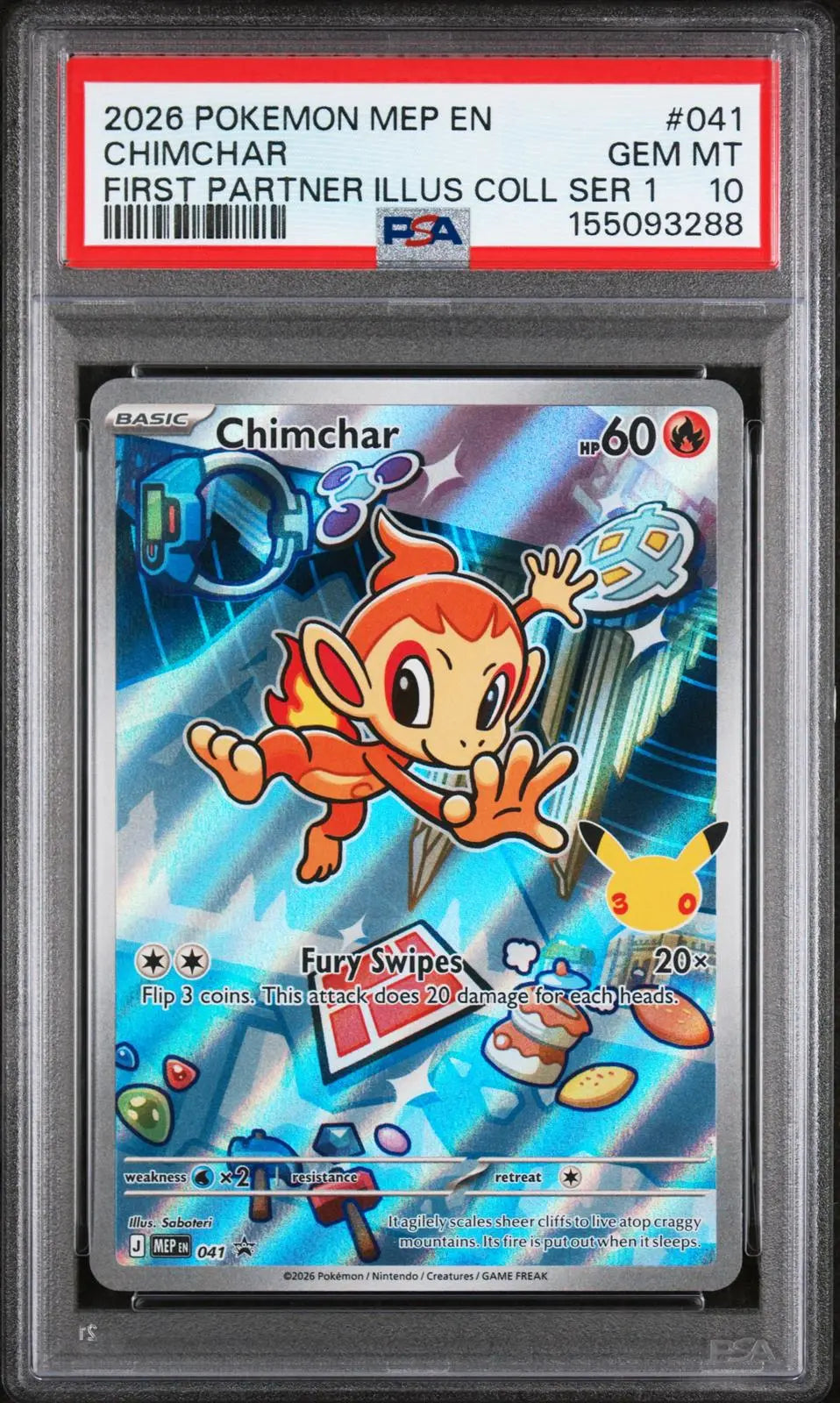 2026 Pokemon MEP 041 Chimchar First Partner Illus. Coll. Series 1 Promo PSA 10 
