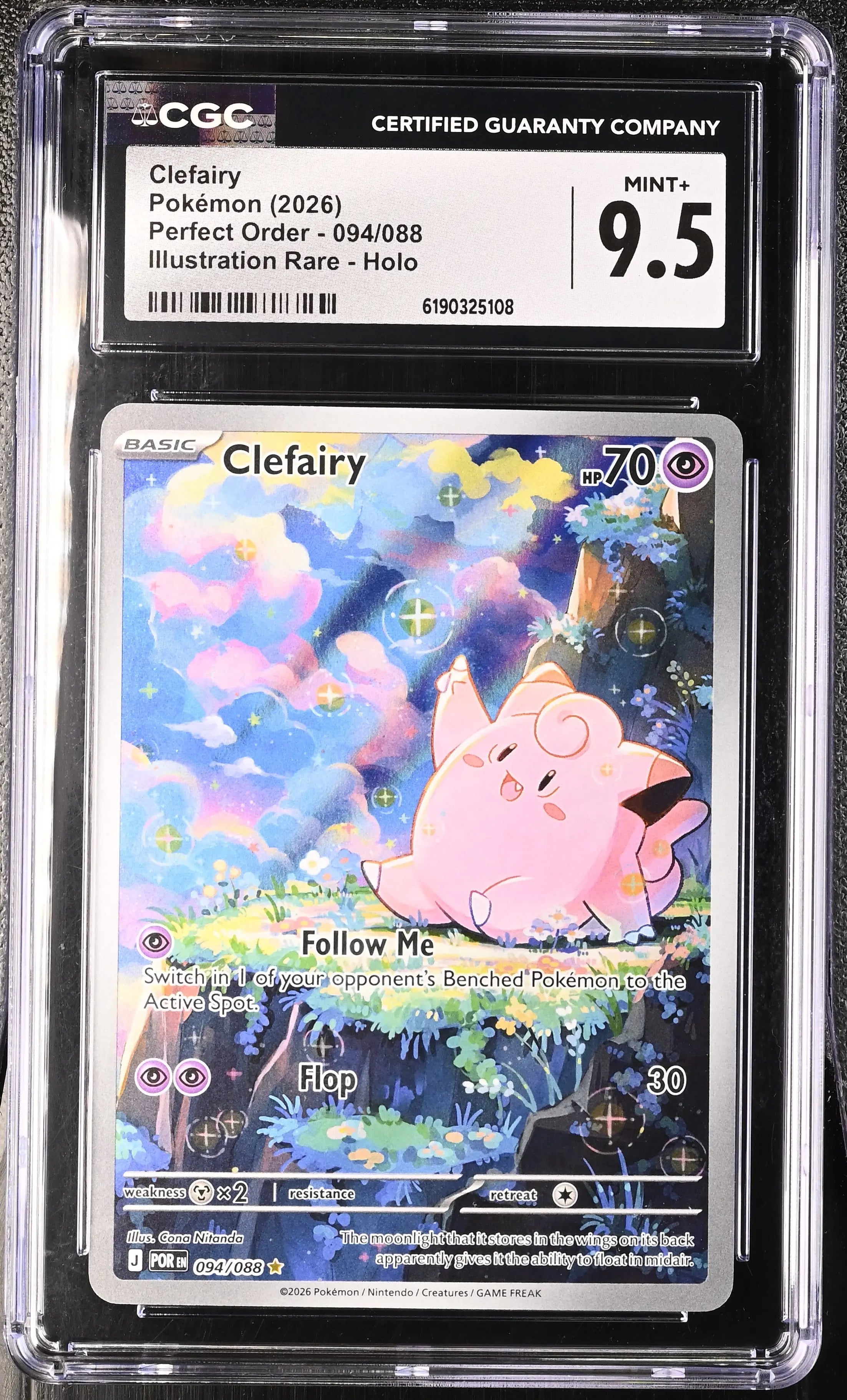 2026 Pokemon Perfect Order Clefairy Illustration Rare 094/088 CGC 9.5 