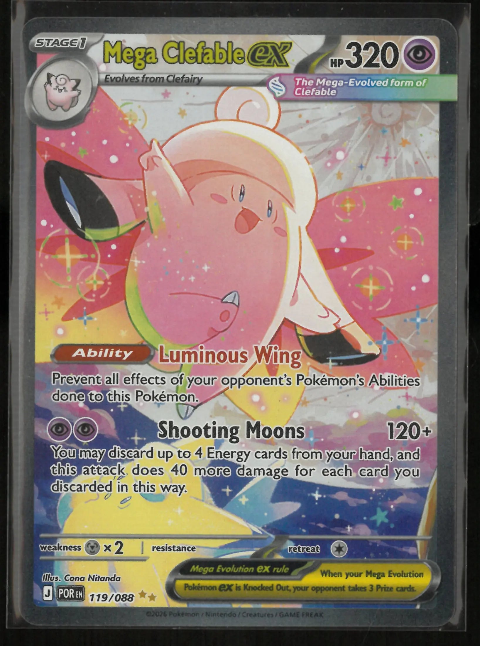 2026 Pokemon Perfect Order Mega Clefable ex Secret Illustration Rare 119/88 