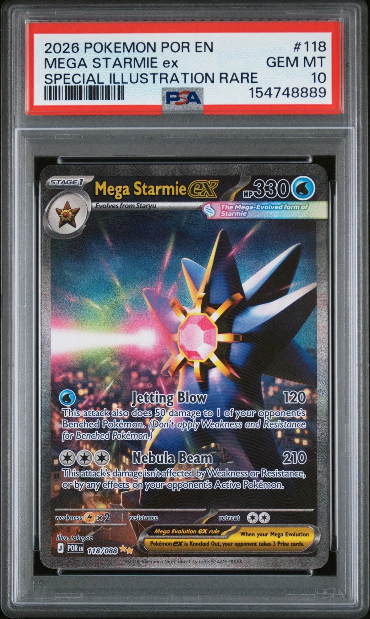 2026 Pokemon Perfect Order Mega Starmie Ex SIR 118/088 PSA 10 