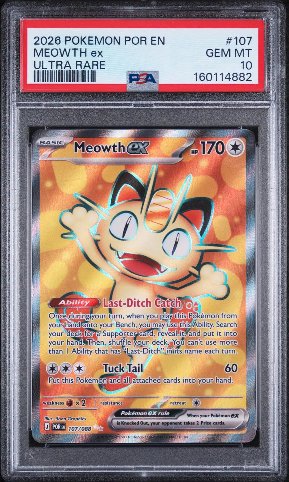 2026 Pokemon Perfect Order Meowth Ex Ultra Rare 107/088 PSA 10 