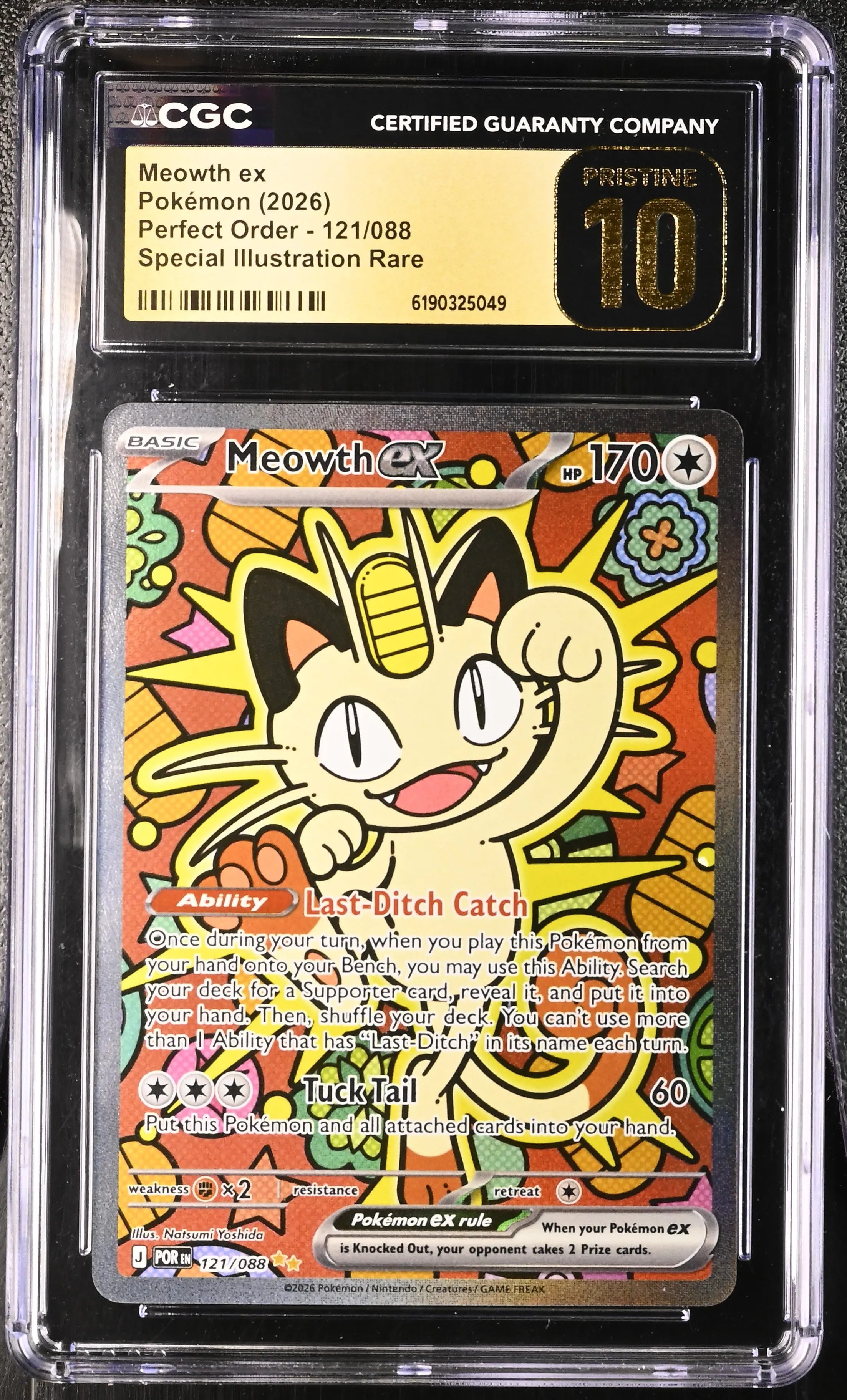 2026 Pokemon Perfect Order Meowth ex SIR 121/088CGC 10 