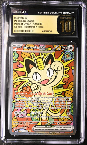 2026 Pokemon Perfect Order Meowth ex SIR 121/088CGC 10 
