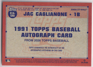 2026 Topps 1991 Autograph Rookie Jac Caglianone Auto RC 