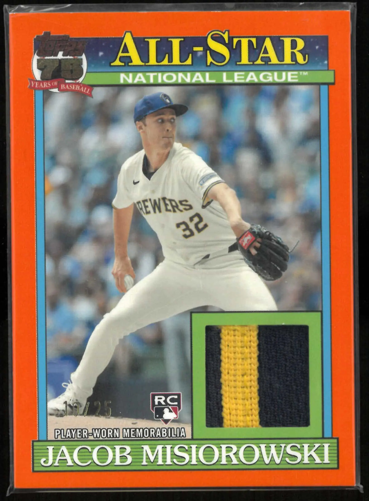 2026 Topps 1991 Topps 35th Rookie Patch Jacob Misiorowski Orange /25 RC 