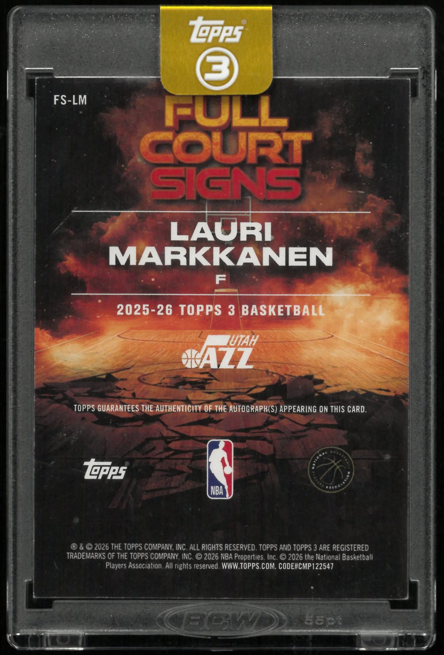 2026 Topps 3 Full Court Signs Lauri Markkanen Autograph Auto /5 
