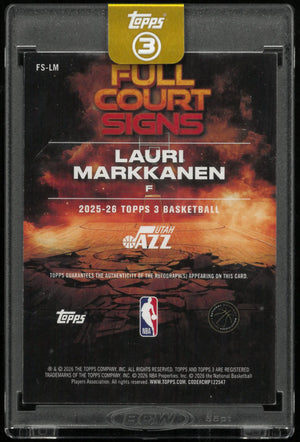 2026 Topps 3 Full Court Signs Lauri Markkanen Autograph Auto /5 