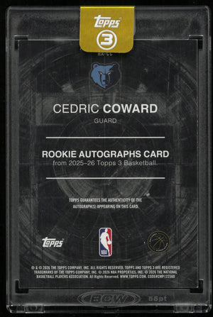 2026 Topps 3 Rookie Autograph Cedric Coward Auto RC 