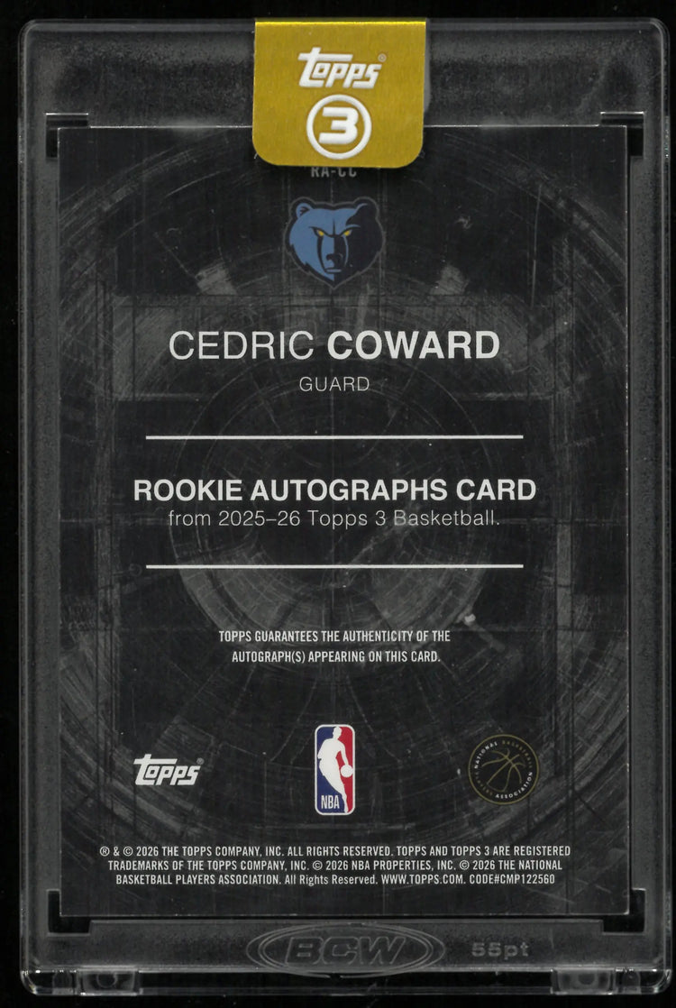 2026 Topps 3 Rookie Autograph Cedric Coward Auto RC 