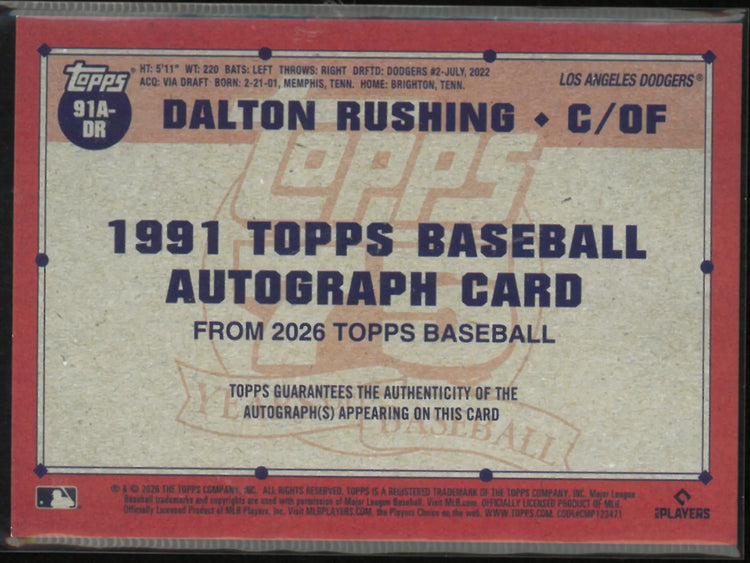 2026 Topps 75th Autograph Dalton Rushing Auto 