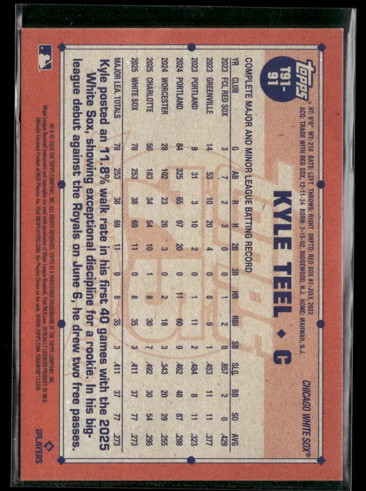 2026 Topps Baseball Gold 75 Years Of Baseball Throwback Rookie Kyle Teel 1/1 