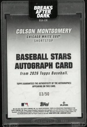 2026 Topps Baseball Stars Autograph Colson Montgomery Rookie RC /50 