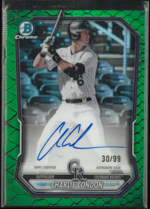 2026 Topps Bowman Chrome Autograph Charlie Condon Auto Green Reptilian /99 