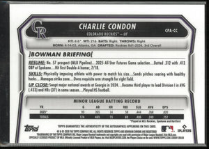 2026 Topps Bowman Chrome Autograph Charlie Condon Auto Green Reptilian /99 