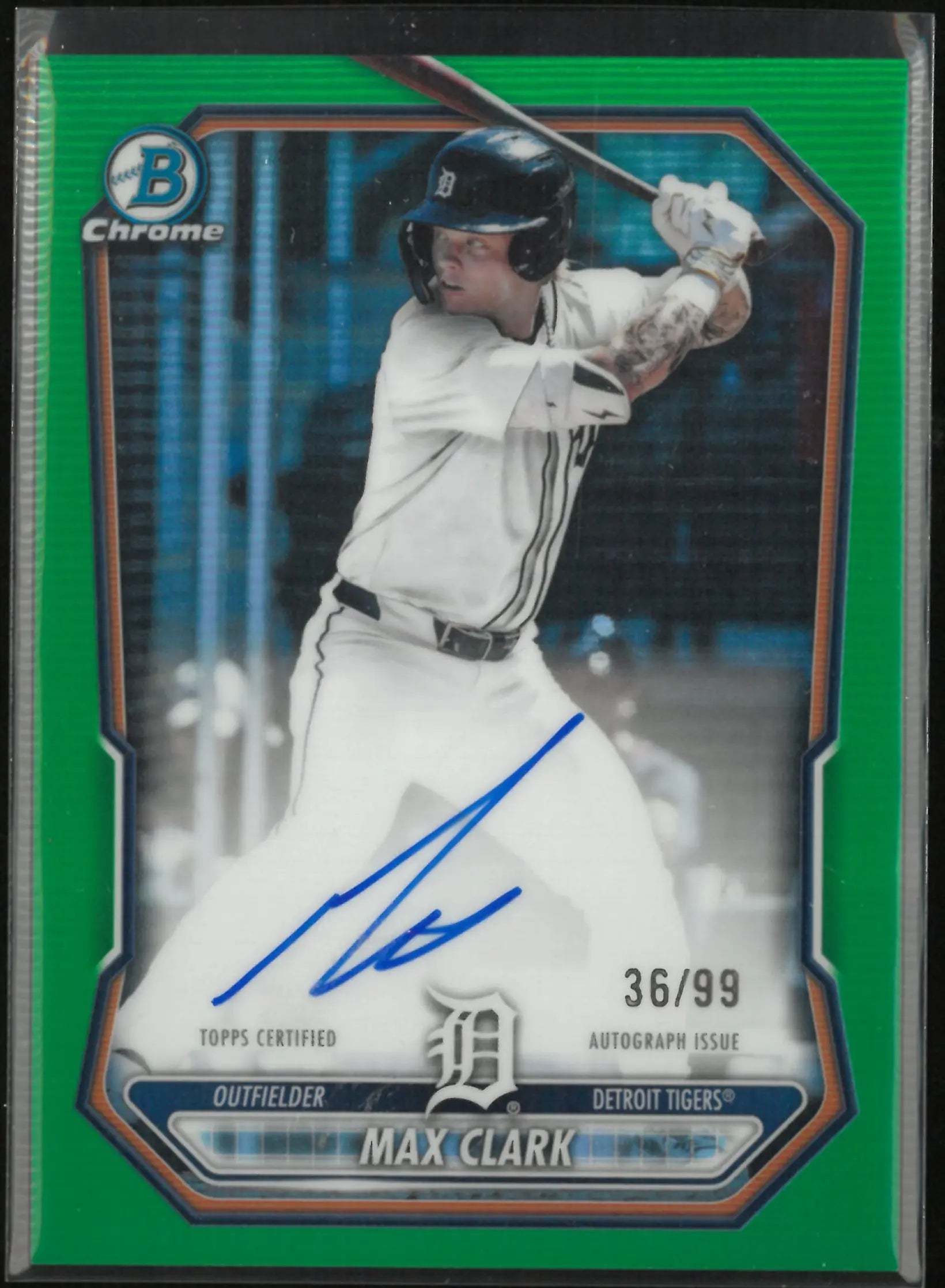 2026 Topps Bowman Chrome Autograph Max Clark Auto Green Refractor /99 