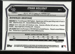 2026 Topps Bowman Chrome Ethan Holliday Steel Metal Refractor /100 