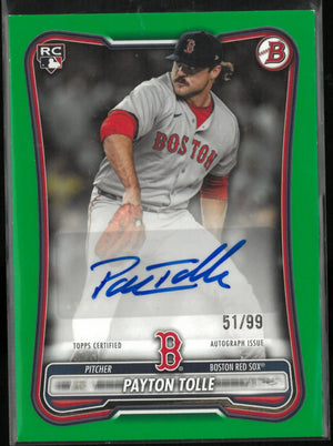 2026 Topps Bowman Rookie Autograph Payton Tolle Auto Green /99 RC 