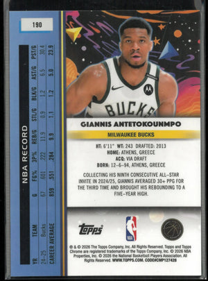 2026 Topps Chrome Cosmic Giannis Antetokounmpo Black Fast Break /10 