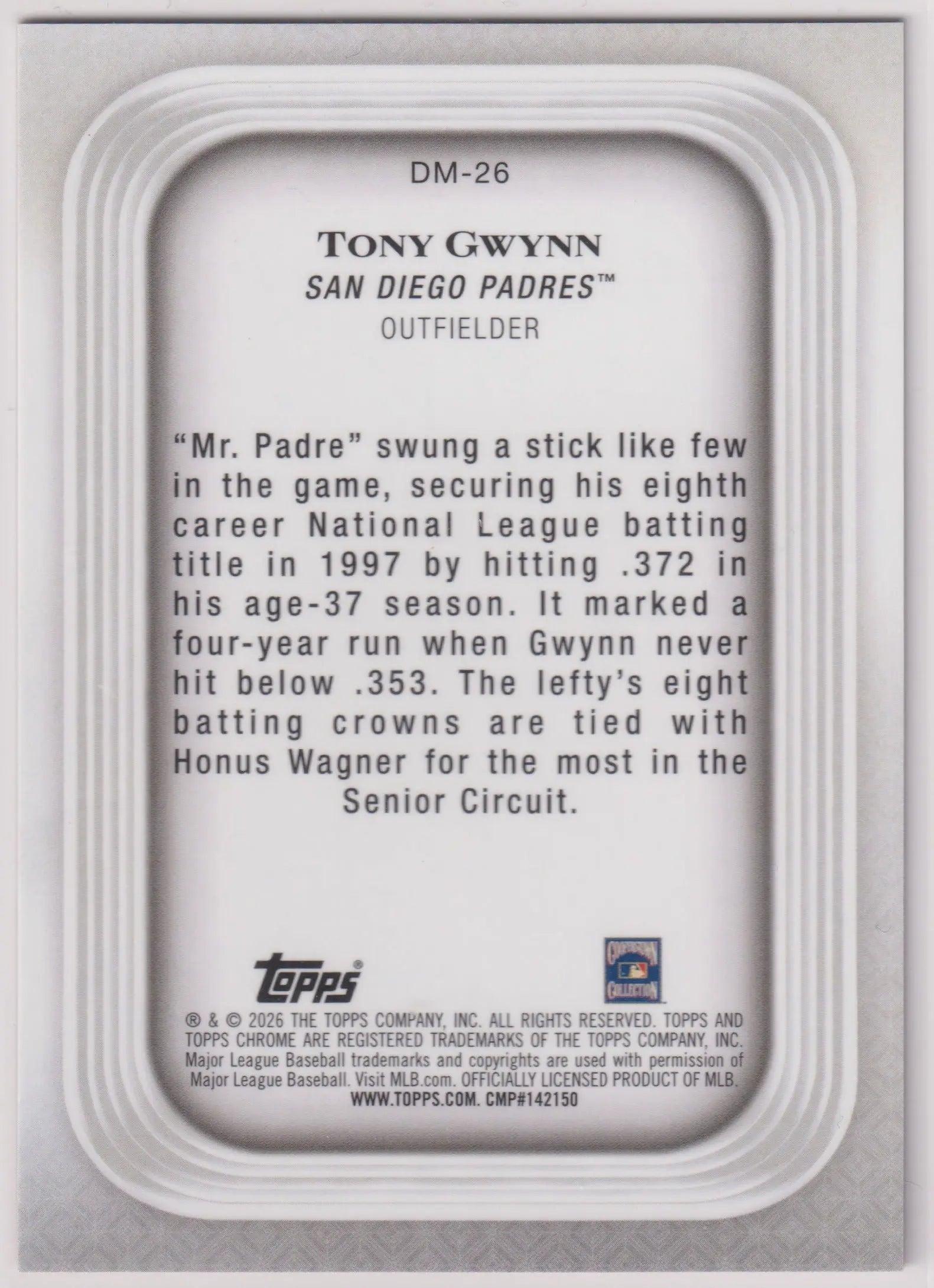 2026 Topps Chrome Diamond Moments Tony Gwynn Orange /25 
