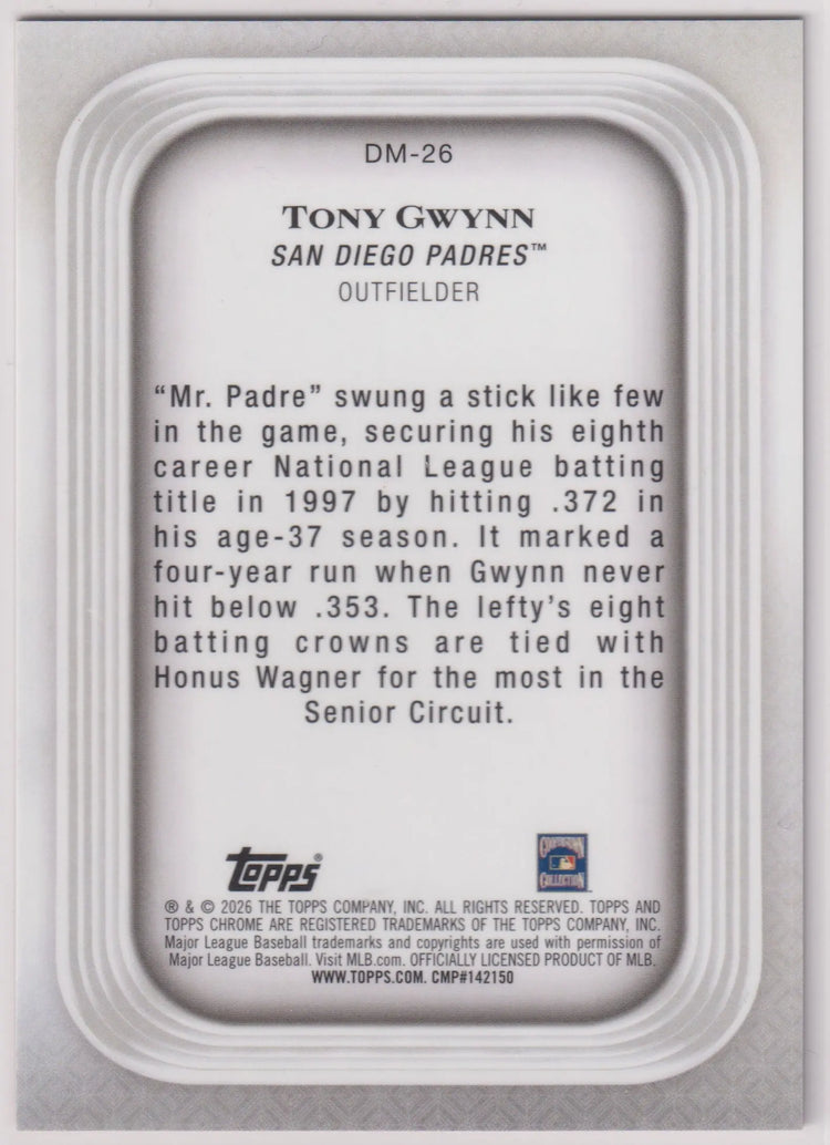 2026 Topps Chrome Diamond Moments Tony Gwynn Orange /25 