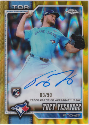 2026 Topps Chrome Rookie Autograph Trey Yesavage RC Gold Raywave Refractor /50 