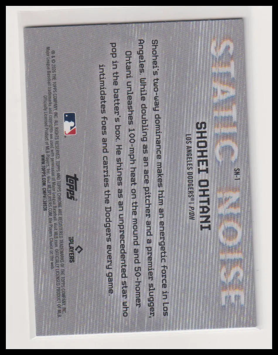 2026 Topps Chrome Static Noise Shohei Ohtani 