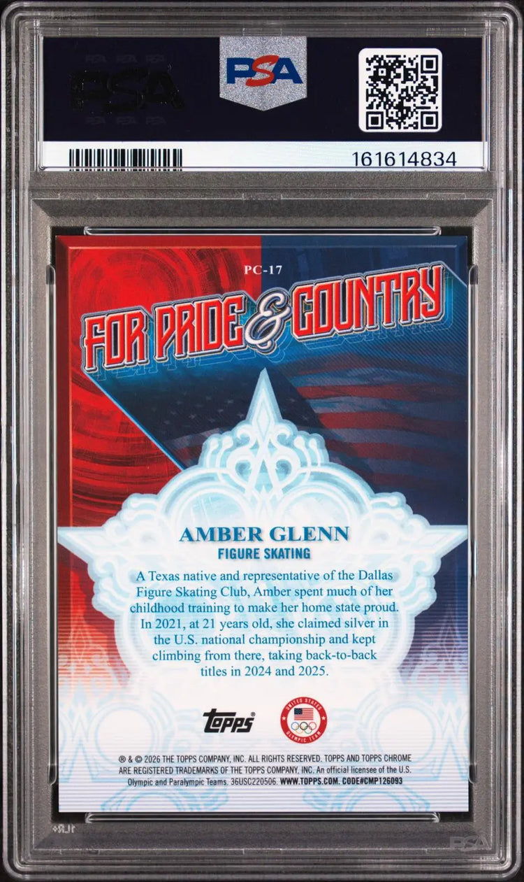 2026 Topps Chrome U.S. Olympic Pride & Country Amber Glenn Black Ref. /10 PSA 9 