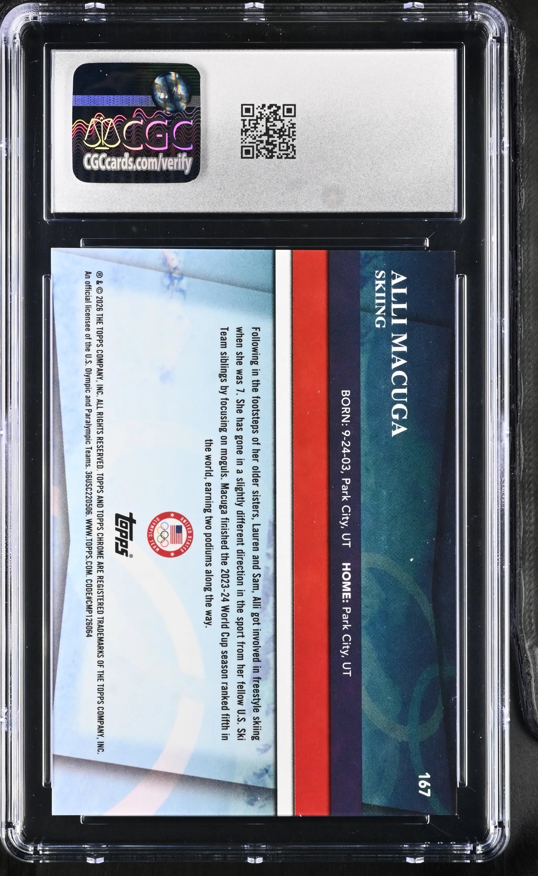 2026 Topps Chrome U.S. Olympics Alli Macuga Gold /50 CGC 10 
