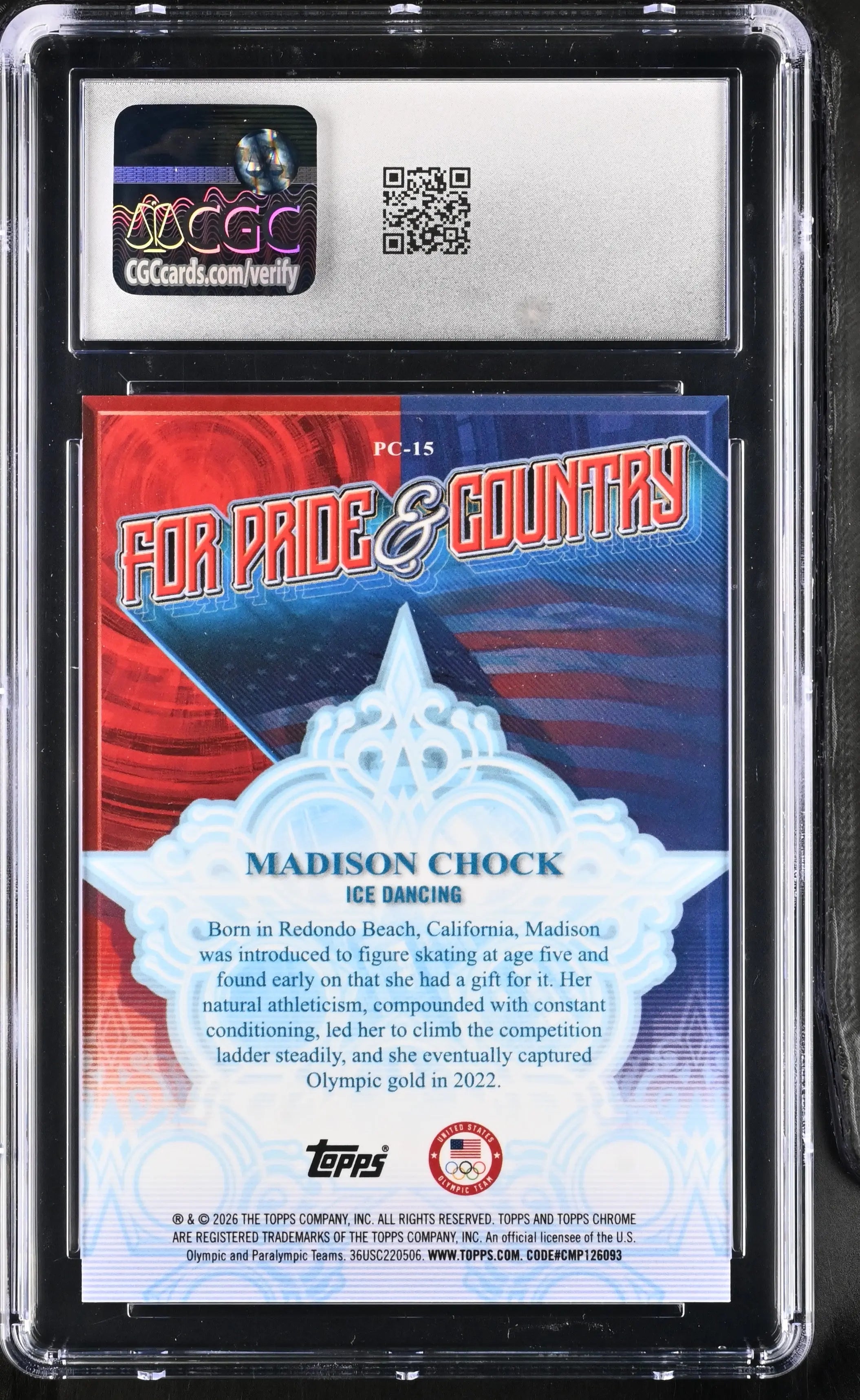 2026 Topps Chrome U.S. Olympics For Pride & Country Madison Chock Gold/50 CGC 10 