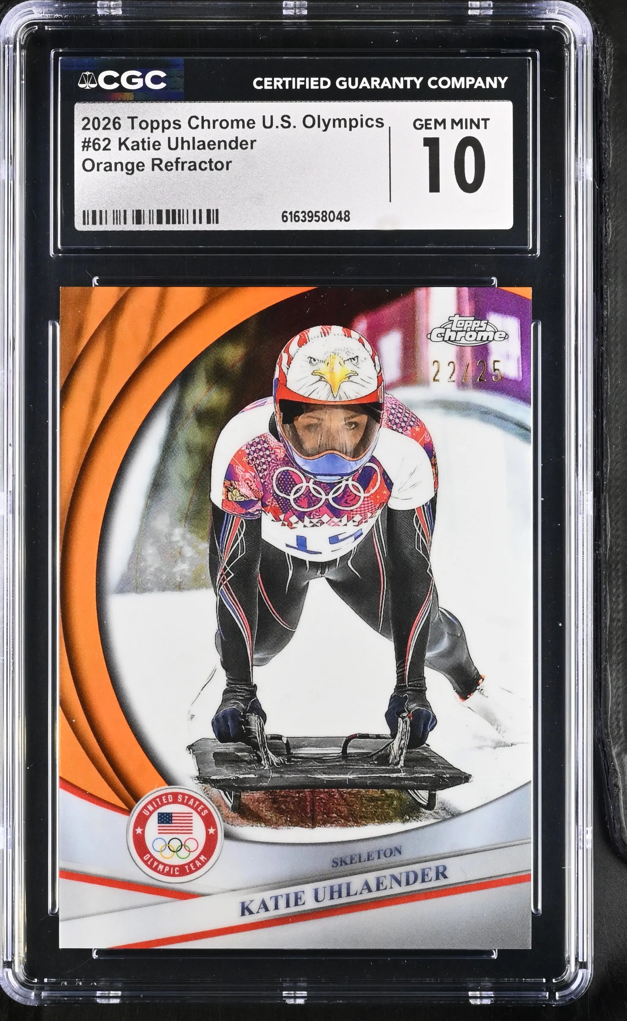 2026 Topps Chrome U.S. Olympics Katie Uhlaender Orange /25 CGC 10 