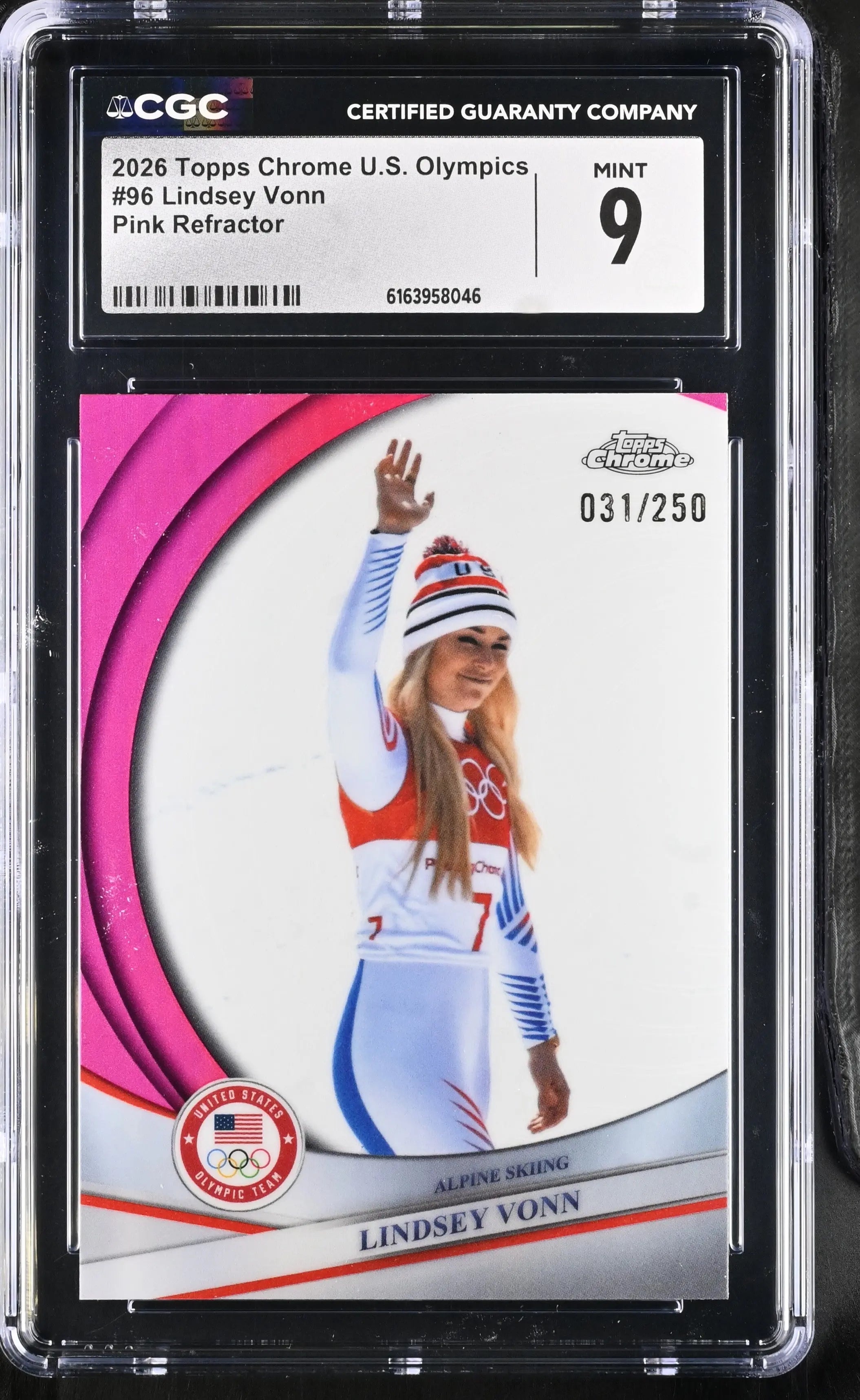 2026 Topps Chrome U.S. Olympics Lindsey Vonn Pink /250 CGC 9 