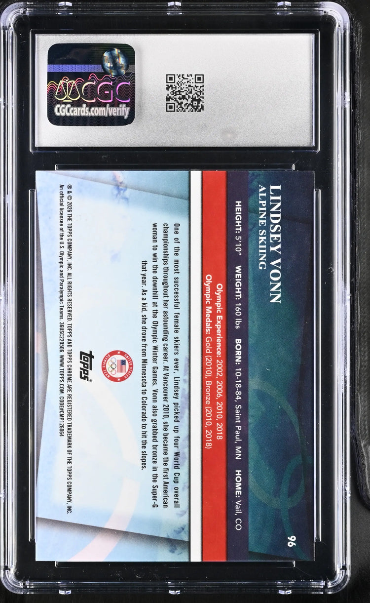 2026 Topps Chrome U.S. Olympics Lindsey Vonn Pink /250 CGC 9 