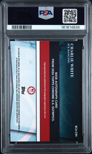 2026 Topps Chrome U.S. Winter Olympic Auto Charlie White Green Ref. /99 PSA 9 