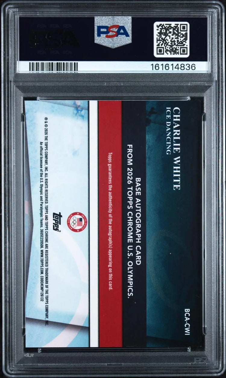 2026 Topps Chrome U.S. Winter Olympic Auto Charlie White Green Ref. /99 PSA 9 