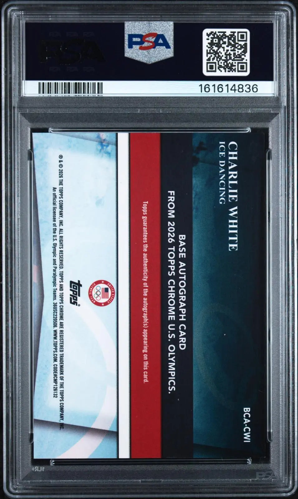 2026 Topps Chrome U.S. Winter Olympic Auto Charlie White Green Ref. /99 PSA 9 
