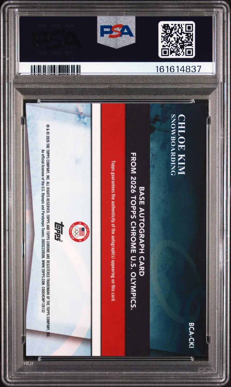 2026 Topps Chrome U.S. Winter Olympic & Paralympic Autograph Chloe Kim PSA 9 