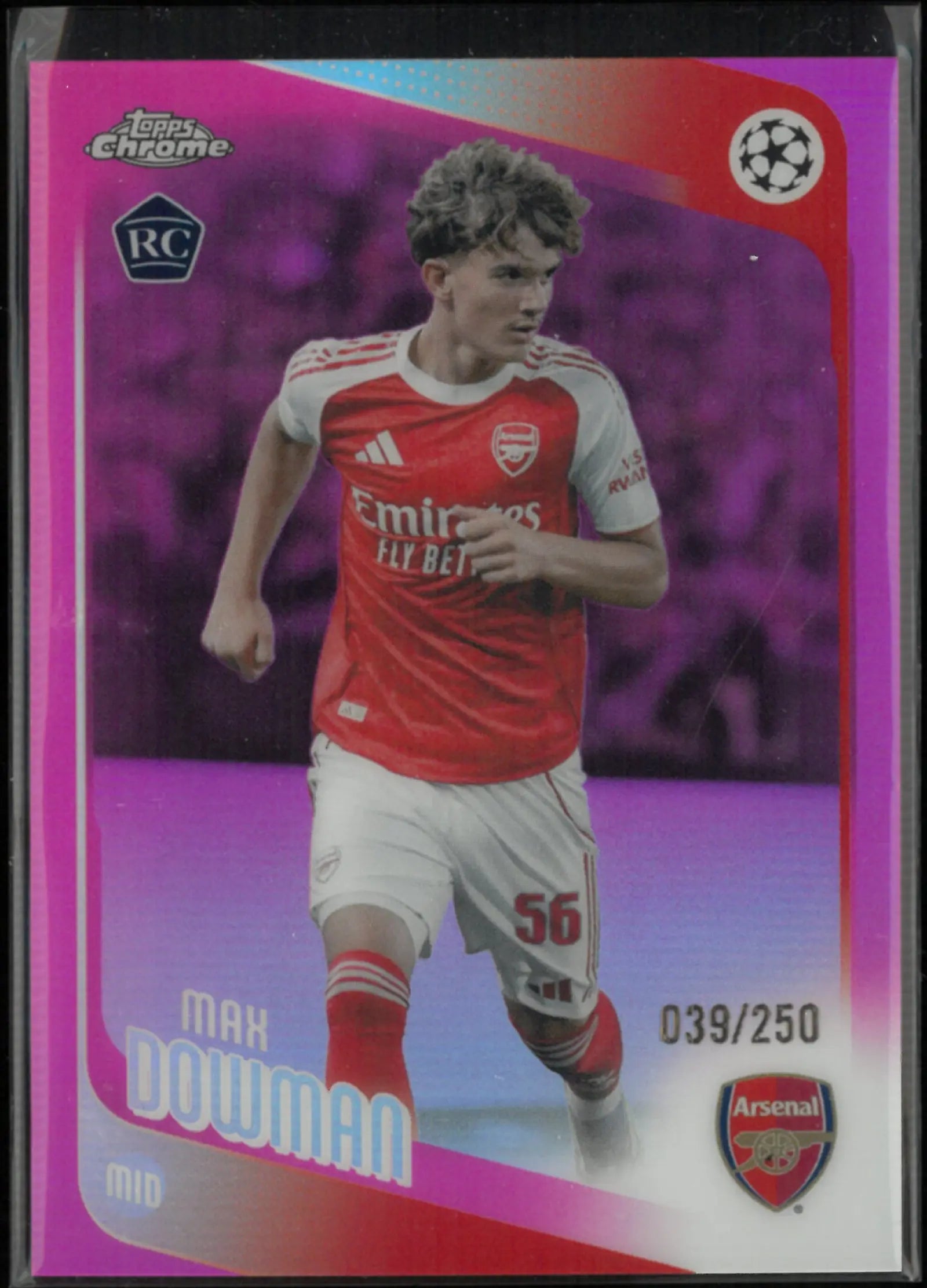 2026 Topps Chrome UEFA Champions League Rookie Max Dowman Pink /250 RC 