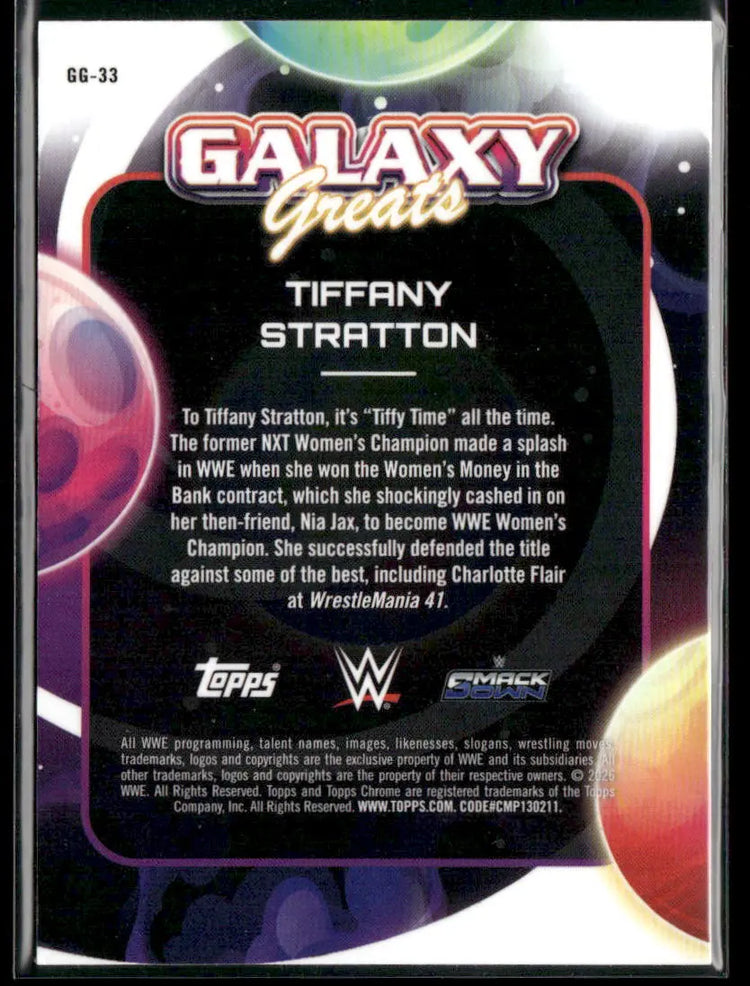 2026 Topps Cosmic Chrome Blue Galaxy Greats Tiffany Stratton /99 