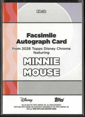 2026 Topps Disney Chrome Facsimile Autograph Minnie Mouse Auto /28 