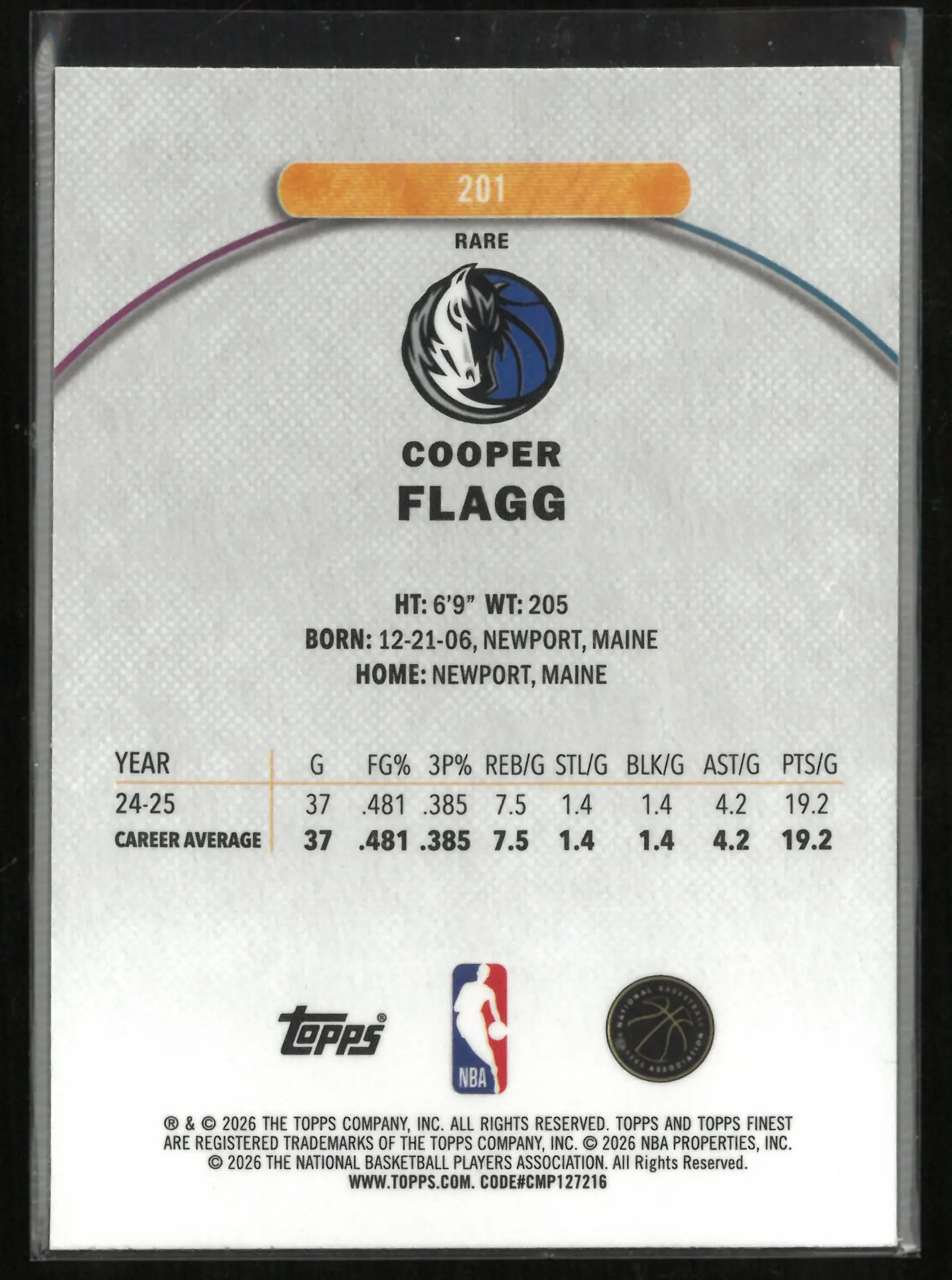 2026 Topps Finest Cosmic Cooper Flagg Rookie RC 