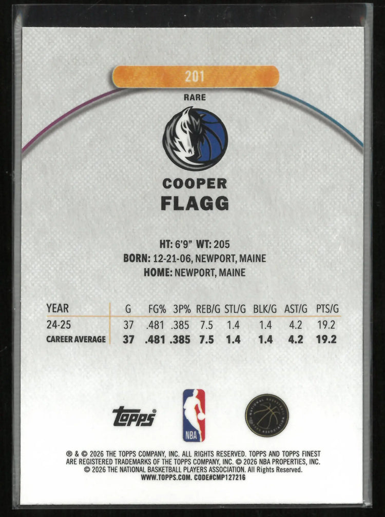 2026 Topps Finest Cosmic Cooper Flagg Rookie RC 