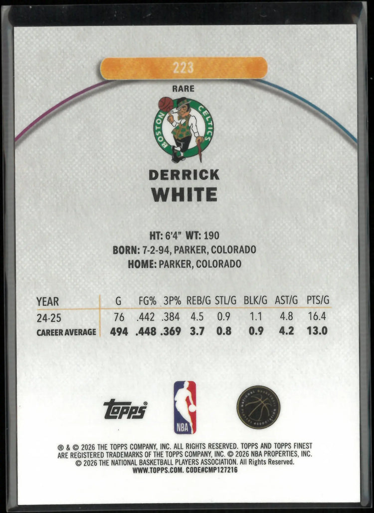 2026 Topps Finest Derrick White Red /5 