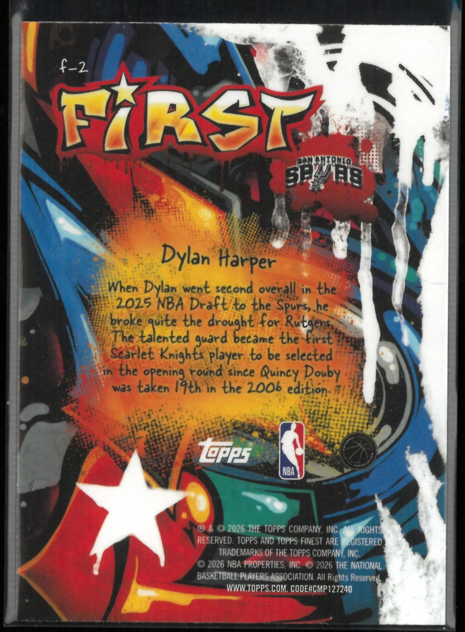 2026 Topps Finest First Rookie Dylan Harper Purple /125 RC 