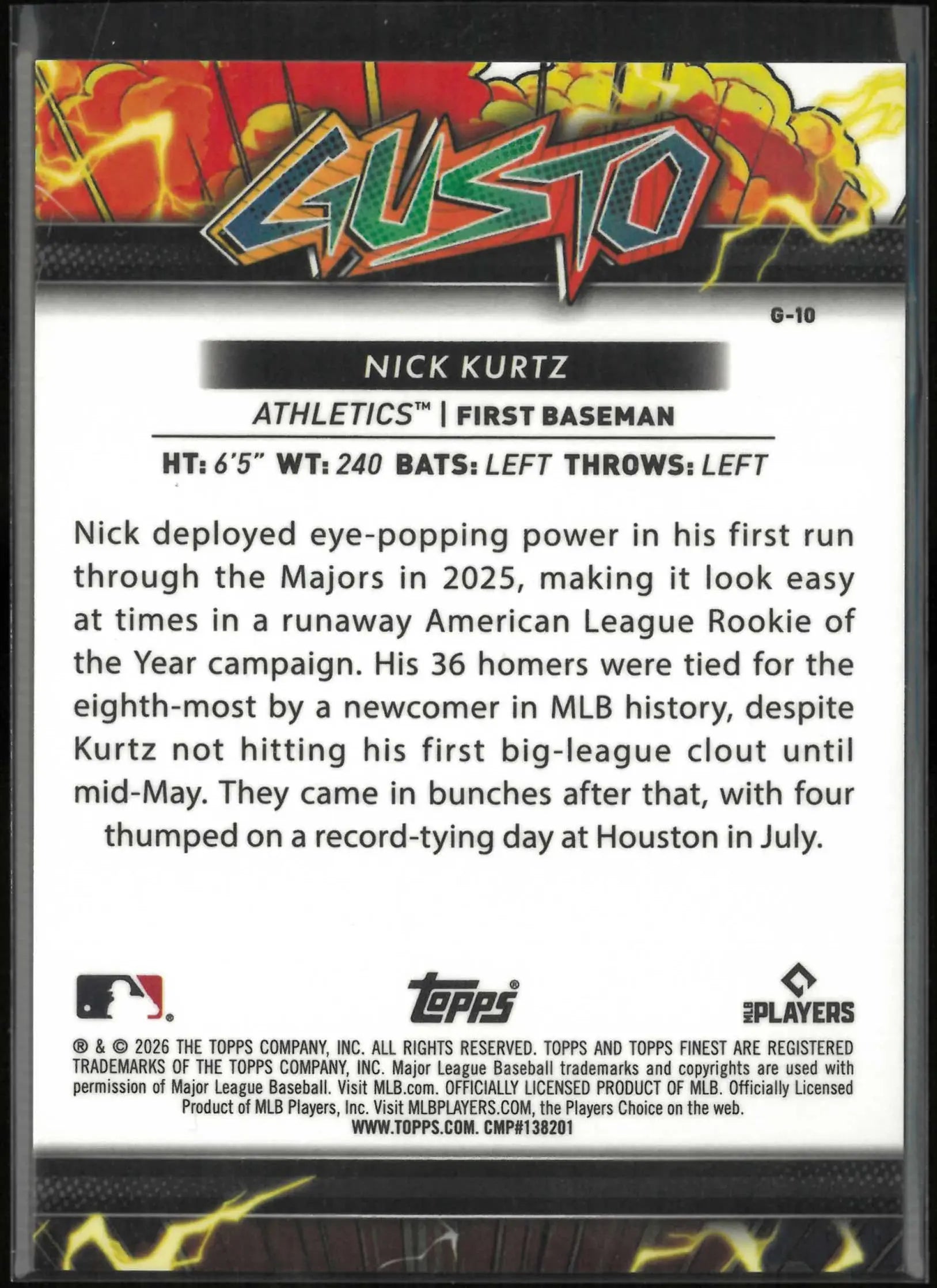 2026 Topps Finest Gusto Nick Kurtz 