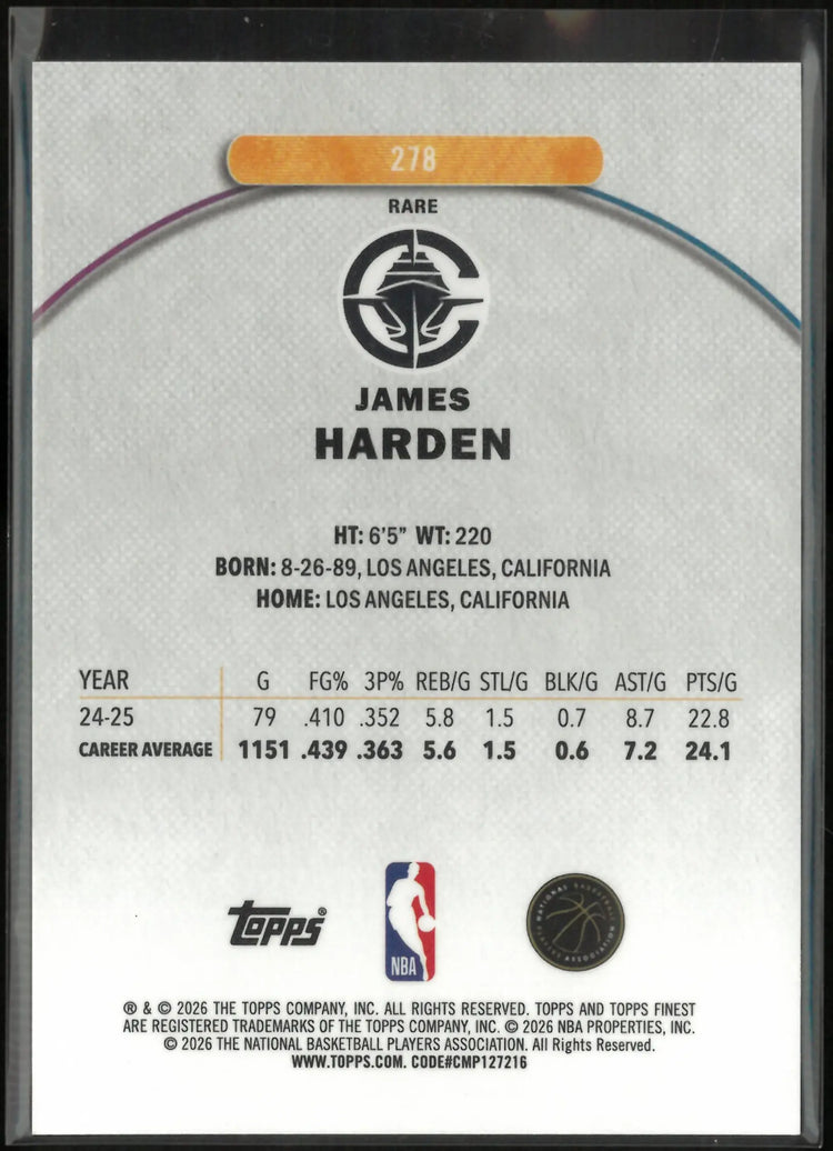 2026 Topps Finest James Harden Gold /10 